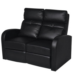 Fauteuil inclinable deux pièces 2+3 places cuir artificiel noir