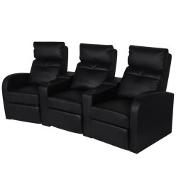 Fauteuil inclinable deux pièces 2+3 places cuir artificiel noir