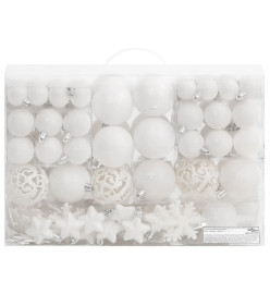 Ensemble de boules de Noël 111 pièces blanc polystyrène