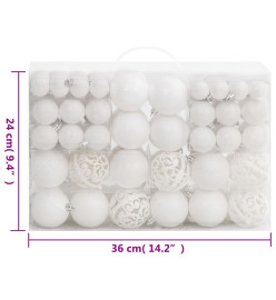 Ensemble de boules de Noël 111 pièces blanc polystyrène