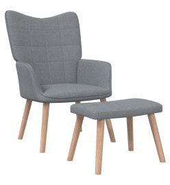 Chaise de relaxation avec tabouret Gris clair Tissu