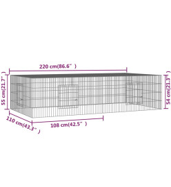 Cage à lapin 2 panneaux 220x110x55 cm Fer galvanisé