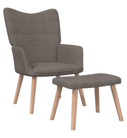 Chaise de relaxation avec tabouret Taupe Tissu