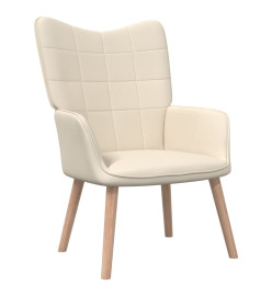 Chaise de relaxation avec tabouret Crème Tissu