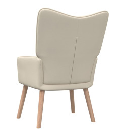 Chaise de relaxation avec tabouret Crème Tissu