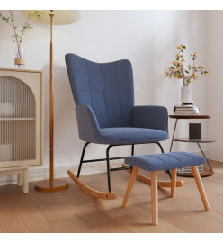 Chaise à bascule avec tabouret Bleu Tissu