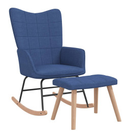 Chaise à bascule avec tabouret Bleu Tissu