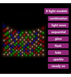 Filet lumineux coloré de Noël 4x4 m 544 LED Intérieur/extérieur