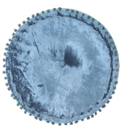 Pouf Rond Velours 40x20 cm Bleu