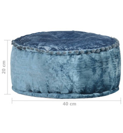 Pouf Rond Velours 40x20 cm Bleu