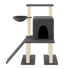 Arbre à chat avec griffoirs en sisal gris foncé 96,5 cm