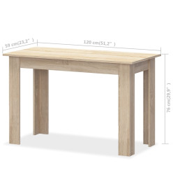 Table de salle à manger et bancs 3 pcs Aggloméré Chêne