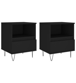 Tables de chevet 2 pcs noir 40x35x50 cm bois d’ingénierie