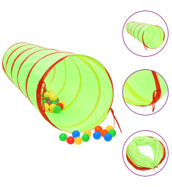 Tunnel de jeu pour enfants avec 250 balles Vert 175cm Polyester