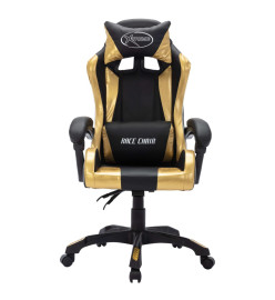 Fauteuil de jeux vidéo avec LED RVB Doré et noir Similicuir