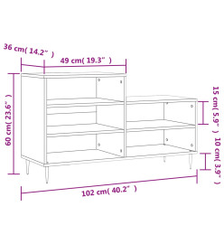 Armoire à chaussures Chêne sonoma 102x36x60cm Bois d'ingénierie