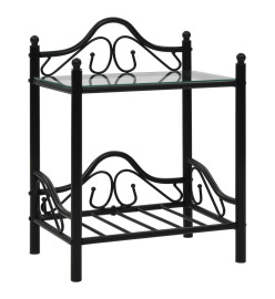 Table de chevet 2 pcs Acier et verre trempé 45x30,5x60 cm Noir