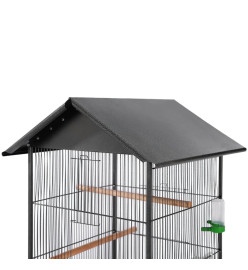 Cage à oiseaux avec toit Acier Noir 66 x 66 x 155 cm