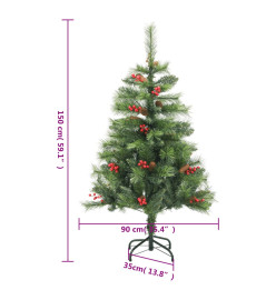 Sapin de Noël artificiel avec pommes de pin et baies 150 cm