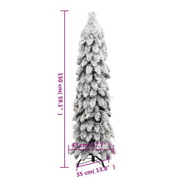 Sapin de Noël artificiel pré-éclairé avec 80 LED/neige floquée