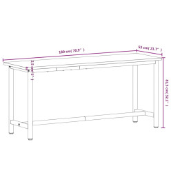 Établi 180x55x81,5 cm bois massif de hêtre et métal