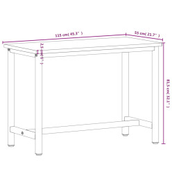 Établi 115x55x81,5 cm bois massif de hêtre et métal