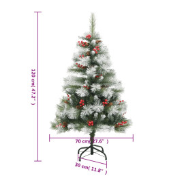 Sapin de Noël artificiel avec pommes de pin et baies 120 cm