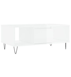 Table basse Blanc brillant 90x50x36,5 cm Bois d'ingénierie