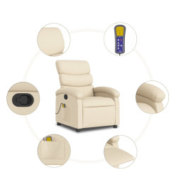 Fauteuil de massage inclinable Crème Tissu