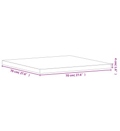 Dessus de table 70x70x4 cm carré bois massif de hêtre