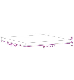 Dessus de table 60x60x4 cm carré bois massif de hêtre