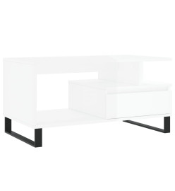 Table basse Blanc brillant 90x49x45 cm Bois d'ingénierie