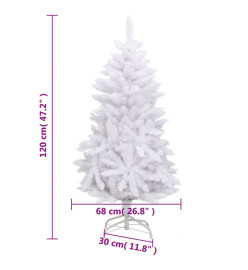 Sapin de Noël artificiel à charnières avec support blanc 120 cm