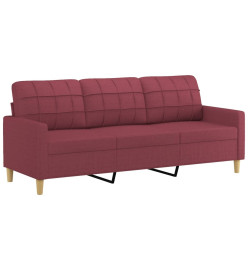 Canapé à 3 places avec repose-pieds Rouge bordeaux 180 cm Tissu