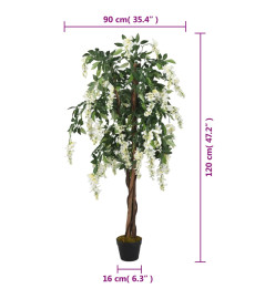 Glycine artificielle 840 feuilles 120 cm vert et blanc