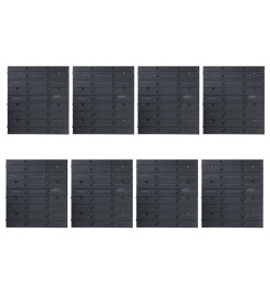 Kit de bacs de stockage et panneaux muraux 128 pcs Bleu et noir