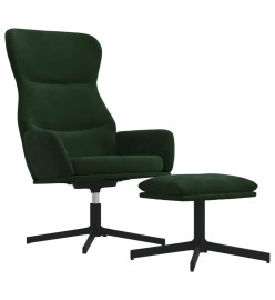 Chaise de relaxation avec tabouret Vert foncé Velours