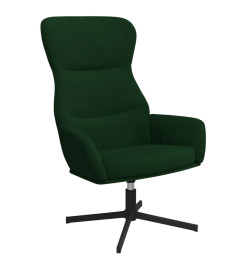 Chaise de relaxation avec tabouret Vert foncé Velours