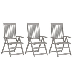 Chaises inclinables de jardin 3 pcs avec coussins Bois d'acacia