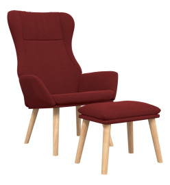 Chaise de relaxation avec repose-pied Rouge bordeaux Tissu