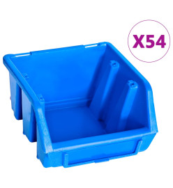 Kit de bacs de stockage avec panneaux muraux 96 pcs Bleu