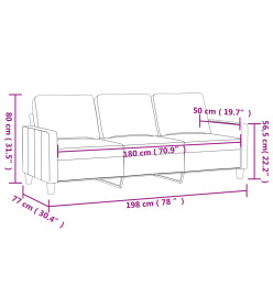 Canapé à 3 places Rouge bordeaux 180 cm Tissu