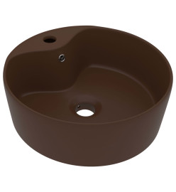 Lavabo avec trop-plein Marron foncé mat 36x13 cm Céramique