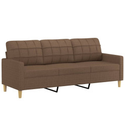 Canapé 3 places avec oreillers décoratifs marron 180 cm tissu