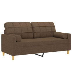 Canapé 2 places avec oreillers décoratifs marron 140 cm tissu