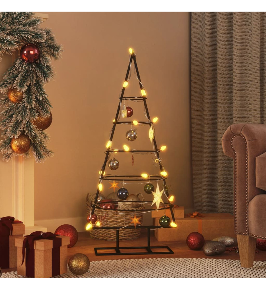 Arbre de Noël en métal pour décoration noir 90 cm