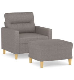 Fauteuil avec repose-pied Taupe 60 cm Tissu