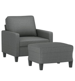 Fauteuil avec repose-pied Gris foncé 60 cm Tissu