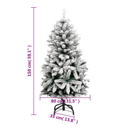 Sapin de Noël artificiel à charnières avec neige floquée 150 cm