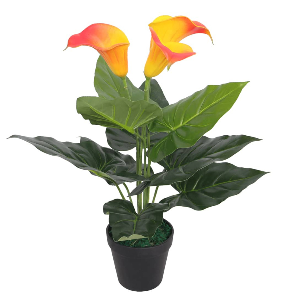 Plante artificielle avec pot Lis Calla 45 cm Rouge et Jaune